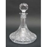 A cut glass ships decanter and stopper 10 1/2" high  CONDITION: Please Note -  we do not make