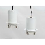Vintage Retro :   A pair of Danish Schmidt's Lampe design model 950 Pendant lamps  in white. Each 8"