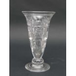 Stuart England : A clear crystal vase with cut decoration . Marked under 7 1/4" high  CONDITION: