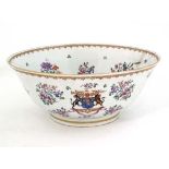 A 19 th century Chinese export Armorial large porcelain bowl  probably by Samson. With hand