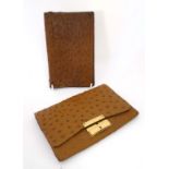 Ostrich leather : a matching Ostrich leather purse and wallet with pigskin and silk lining ,the