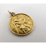 A 9ct gold St Christopher pendant charm 5/8" long CONDITION: Please Note -  we do not make reference