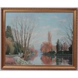 Laurence Peace XX
Oil on canvas
' Bolter's Lock ' River Thames
Signed lower right
27 3/4 x 35 3/