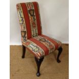 A Georgian mahogany upholstered chair with shaped knees and cabriole legs with pad feet  40" high