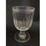 A 19thC clear glass rummer with  facet cut sides and ground pontil scar. 6" high  CONDITION: