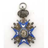 Medal :  A Serbian Order of St. Sava with Crown Suspension - in silver and enamels, Saint in red and
