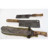 A Martindale of Birmingham machete No. 227 with canvas scabbard together with a Brade Cleaver and