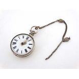 Verge Pocket watch : ' Pearson , Louth ' a Hall Marked Silver key wind pocket watch with ornate