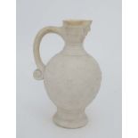 A Minton Parian ware Jug with mask spout with moulded quatrefoil scallop decoration to body. Late