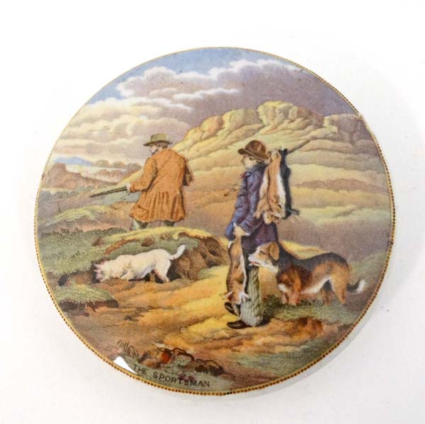 Victorian Pratt pot lid entitled  ' The Sportsman ' depicting figures and dogs with gun and - Image 3 of 6