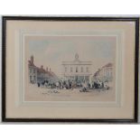 G Hawkins after O B Carter Architect Winchester Hand coloured stone lithograph
 ' TheTown Hall and