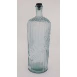 Bottle : A large Aqua glass Poison bottle that contained acid, with ribbed shoulders, marked '