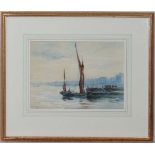 L.J. Woudby early XX
Watercolour
Moored sail barges at Battersea
Signed lower left
9 7/8 x 13 7/8"