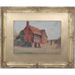 Alexander Warren Dow RBA (1873-1948)
Pencil and watercolour
Cottage Scene with figure
Signed