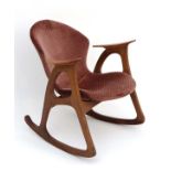 Vintage Retro : a Danish PF teak rocking armchair attributed to the designer  Vladimir Kagan or