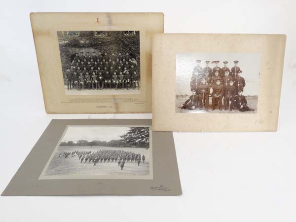 Militaria : An assortment of three pre WWI military photographs , comprising a group shot of