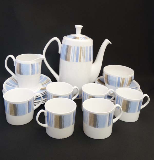 Vintage Retro : Shelley  Aegean 14283 pattern, a bone china coffee set comprising : coffee pot,