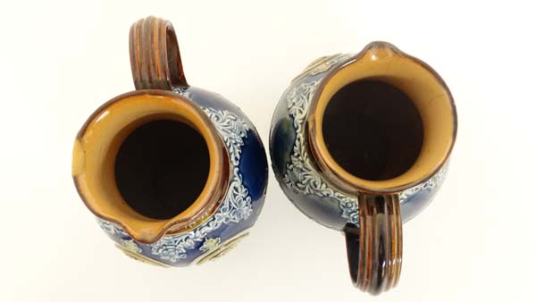 A Pair of Royal Doulton Lambeth stoneware commemorative jugs. Commemorating the Diamond Jubilee of - Image 7 of 9