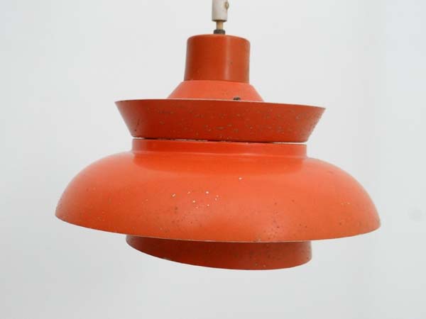 Vintage Retro : a Danish pendant light with burnt orange outer and white inner finish , of two - Image 7 of 7