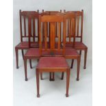 A set of 6 walnut dining chairs with gated backs and Macmurdo style front legs x 43" high