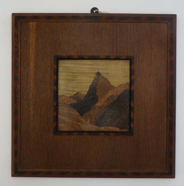Rowley parquetry panel : A panel entitled ' Alpine Night ' bearing A J Rowley , the Rowley Gallery - Image 3 of 5