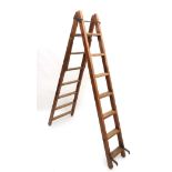 A D C & C '' Diamond ''  stripped pine 2-sectional  library / mezzanine ladder  . Approx 72 1/2"