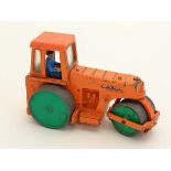 A Dinky Toys Aveling Barford Diesel Roller. Number 279. Orange with green hubs, grey rollers and