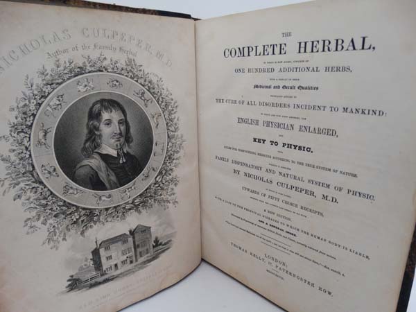 Book: ''The Complete Herbal'' by Nicholas Culpeper M.D.  c1850. Published by Thomas Kelly , - Image 2 of 7