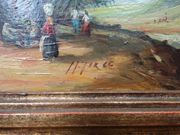 M Pirge XX,
Oil on copper,
Figures by a river,
Signed lower left
5 1/2 x 9"
 CONDITION: Please - Image 2 of 3