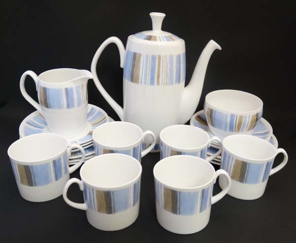 Vintage Retro : Shelley  Aegean 14283 pattern, a bone china coffee set comprising : coffee pot, - Image 5 of 14