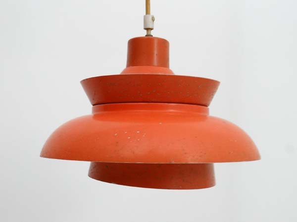 Vintage Retro : a Danish pendant light with burnt orange outer and white inner finish , of two - Image 5 of 7