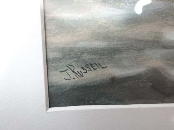 J Russell XX maritime,
Watercolour and gouache,
A fishing boat at sea with others,
Signed lower - Image 2 of 3