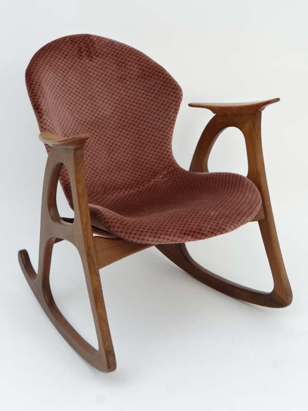 Vintage Retro : a Danish PF teak rocking armchair attributed to the designer  Vladimir Kagan or - Image 2 of 6