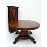 An early Victorian metamorphic dining table, firstly a four footed  circular breakfast / centre