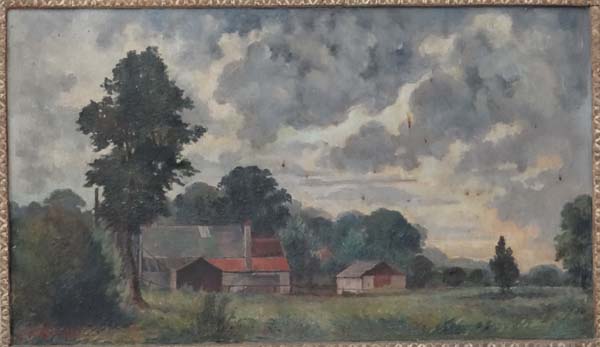 Edward F Kidd early-mid XX,
Oil on canvas,
' Gathering Clouds ',
Signed lower left,
Titled and