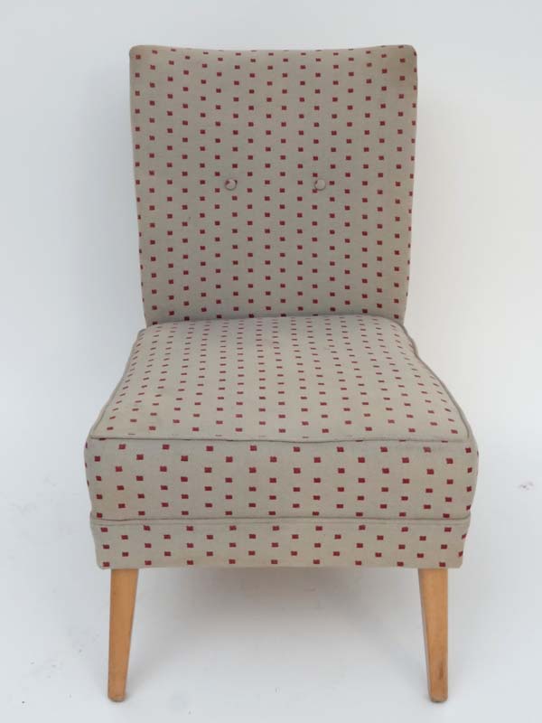 Vintage Retro : a contemporary 1950's style low squared form nursing chair with cloth upholstery and - Image 2 of 5