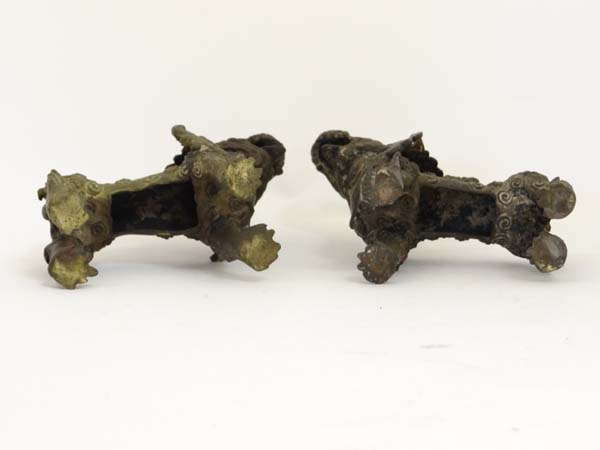 A pair of bronze Vyala, Nepal , 19th / 20th century, Their fanged mouths open, the bodies with swirl - Image 9 of 12