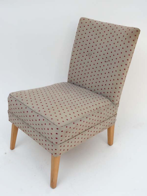 Vintage Retro : a contemporary 1950's style low squared form nursing chair with cloth upholstery and - Image 3 of 5