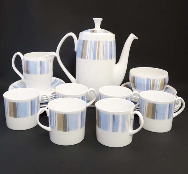 Vintage Retro : Shelley  Aegean 14283 pattern, a bone china coffee set comprising : coffee pot, - Image 6 of 14