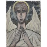 P Grub XX,
Oil on canvas,
 Modern icon depicting an angel ( double sided , depicting a face etc),