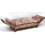 Art Deco : An unusual walnut stained beech couch / day bed with drop ends 26" wide x 28 1/2"