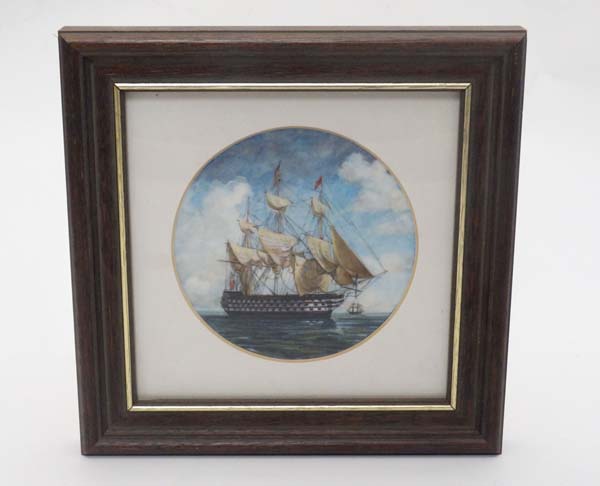 Barbara Valentine XX RMS, NDD, MASF, SL
Miniature on ivorine, a tondo
' HMS Queen 110 Guns ,1842 '