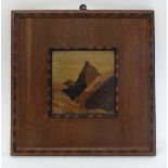 Rowley parquetry panel : A panel entitled ' Alpine Night ' bearing A J Rowley , the Rowley Gallery