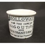 A small ointment pot for 'Holloways ointment' for the cure of gout and rheumatism, inveterate