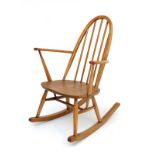 Vintage Retro : a British Ercol 1960 elm and beech ( blonde) Windsor Fireside rocking chair , on