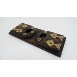 A Victorian Gothic Revival brass and faux burr walnut book slide  CONDITION: Please Note -  we do