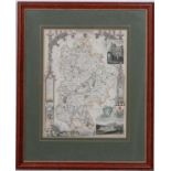 Maps: A framed and glazed map of '' Bedfordshire '' by Thomas Moule. C1840s. From a series