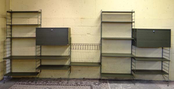 Vintage retro : A Green Ladderax  style , 5 division Modular set of wall shelves with magazine - Image 6 of 6
