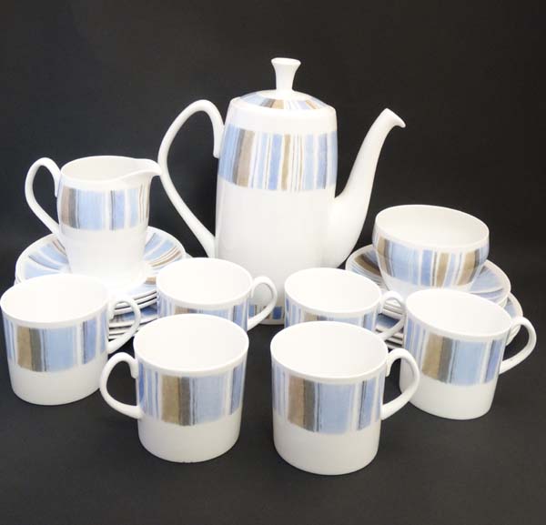 Vintage Retro : Shelley  Aegean 14283 pattern, a bone china coffee set comprising : coffee pot, - Image 4 of 14