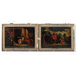 Regency Reverse Glass Mezzotints,
Pair of pictures on glass ,
' Christ changing Water into